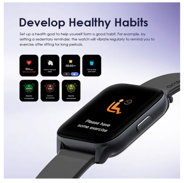 oraimo Watch 4 Plus 2.01″ HD IP68 Smart Watch