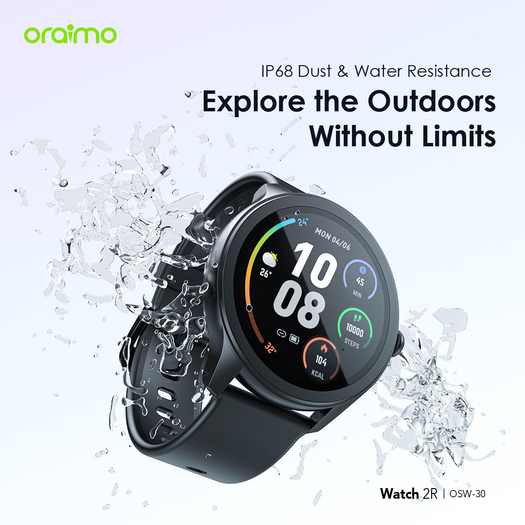 oraimo Watch 2R 1.39" TFT IP68 BT Calling S24-hour Health Monitoring  Water Resistance Smart Watch