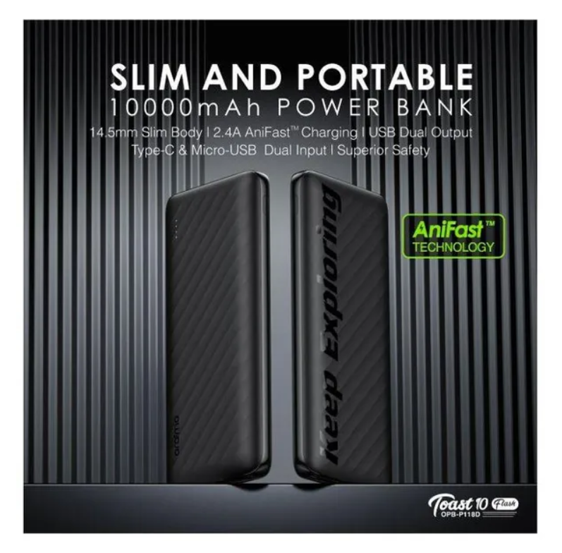 oraimo Toast 10 Flash 10000mAh 12W Power Bank
