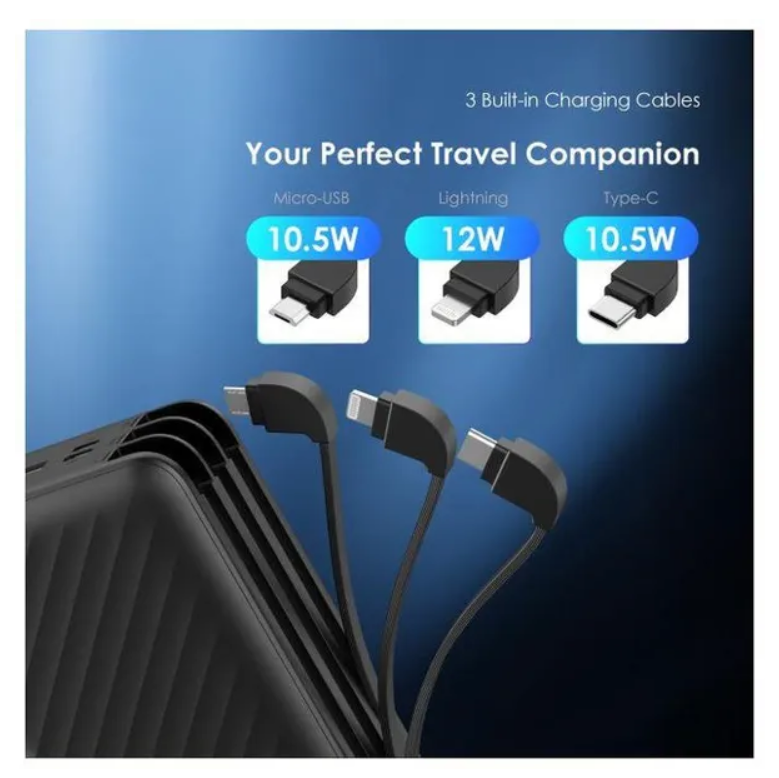 oraimo Traveler Link 27 27000mAh 12W Power Bank with 3 Built-in Charging Cables & 2.4A Max Fast Charging