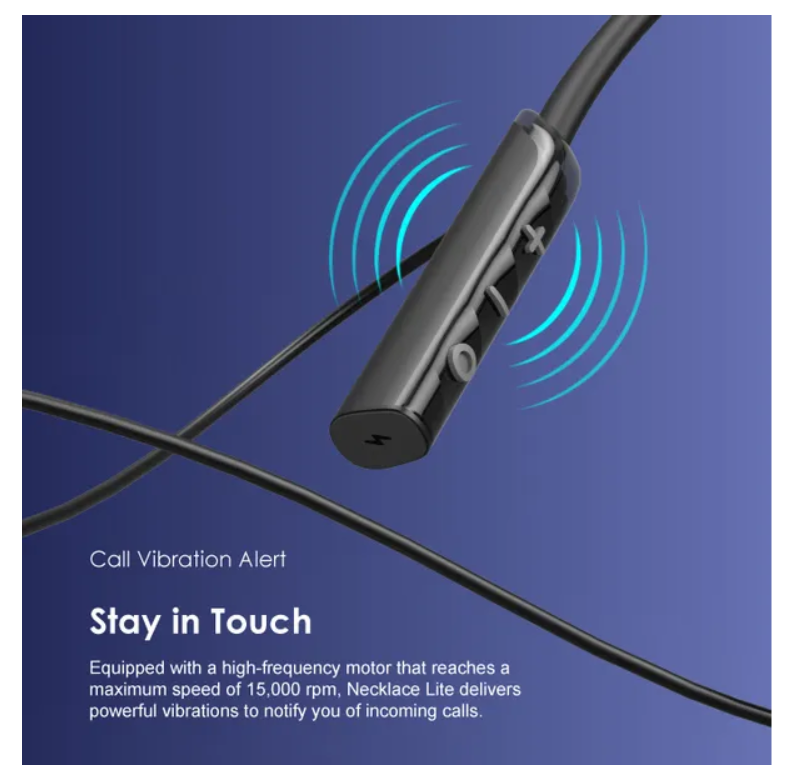 oraimo Necklace Lite Call Vibration Wireless Headphones with 30Hr Playtime,
 Noise Cancellation in Calls & Dual-device Connectivity