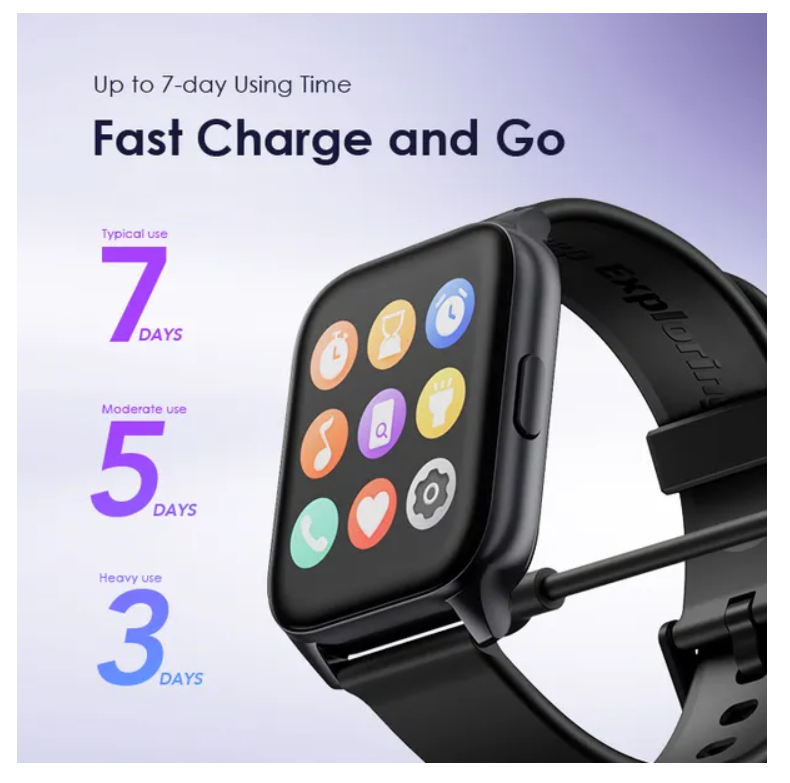 oraimo Watch 4 Plus 2.01″ HD IP68 Smart Watch with Bluetooth Call, 7 Days Battery Life, 100+ Sports Modes and 24-hour Health Monitoring