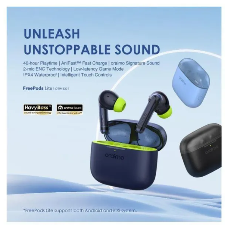 oraimo FreePods Lite ENC True Wireless Earbuds with 40-Hr Long Playtime