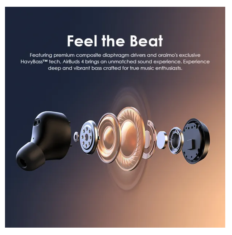 oraimo AirBuds 4 ENC True Wireless Earbuds with  38-Hr Long Playtime