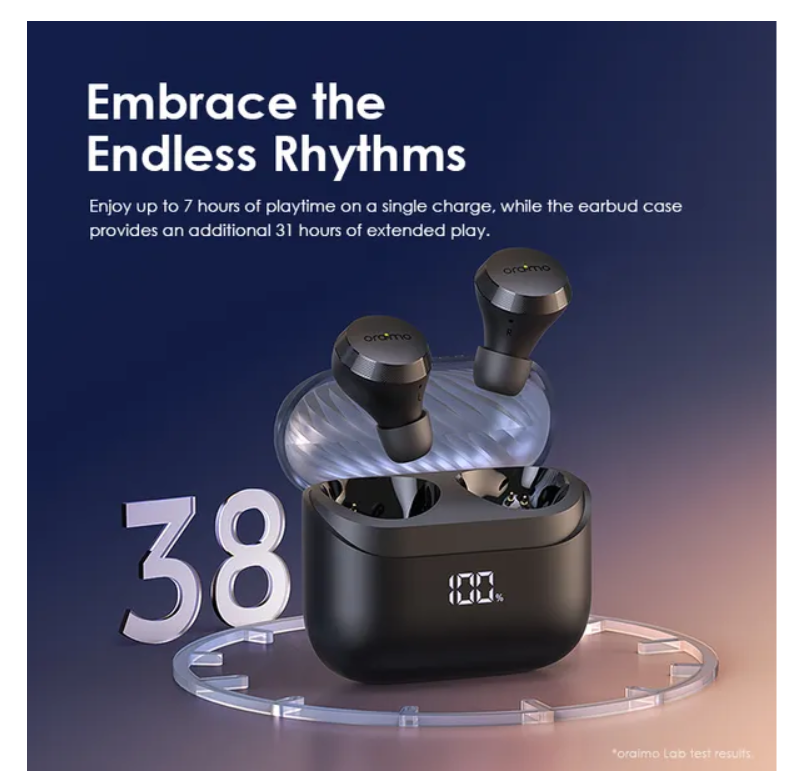 oraimo AirBuds 4 ENC True Wireless Earbuds with  38-Hr Long Playtime
