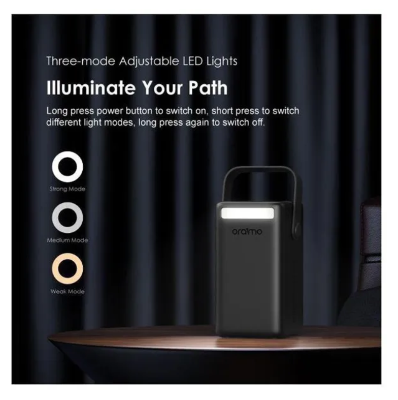 oraimo PowerBox 500 50000mAh 22.5W Power Bank with 4 Outputs and 2 Inputs  &Three-mode Adjustable LED Lights ( torch)