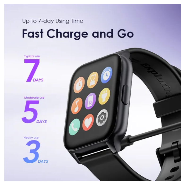 oraimo Watch 4 Plus 2.01″ HD IP68 Smart Watch  Bluetooth Call  7 Days Battery Life Quick Reply SMSes