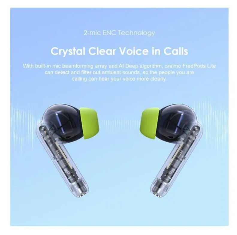 oraimo FreePods Lite ENC True Wireless sports Earbuds with  40-Hr-Long Playtime & HD Voice in Calls & IPX4 waterproof, Bluetooth earphones