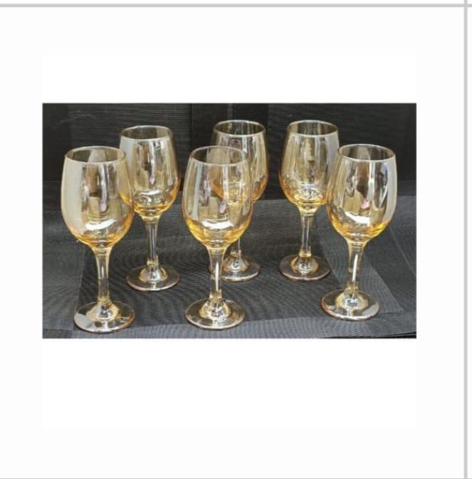 Gold Nice One 6 Pcs High Quality Wine Glasses.6 Pieces Water Glasses Juice Glass wine glass Elegant design: A special gift for your loved once. No annoying stickers on the back to try to remove Non-toxic and safe for food contact