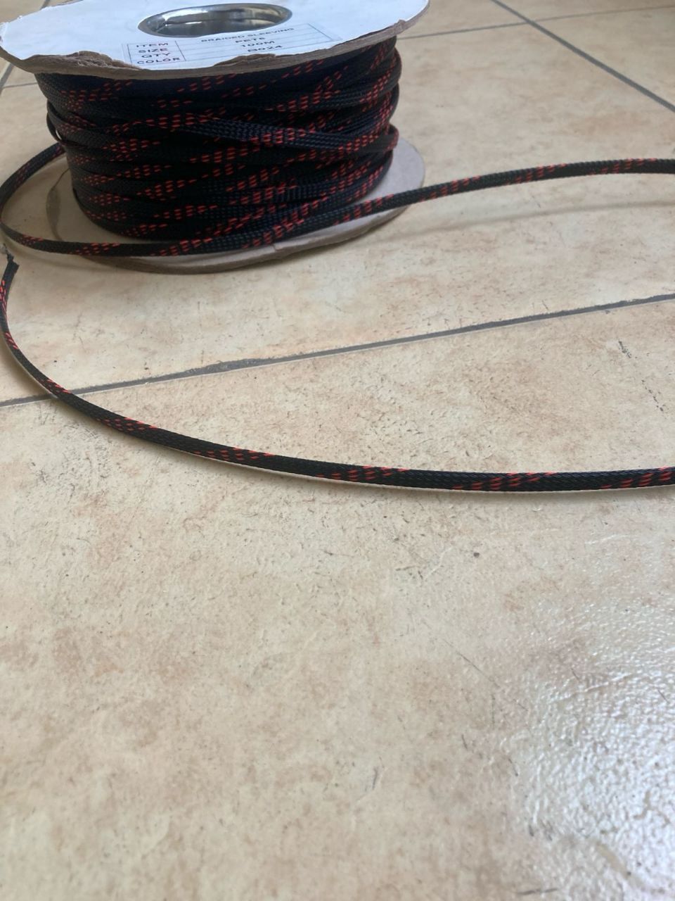 6mm - 5 metres Nylon Cotton Braided Sleeving Cable