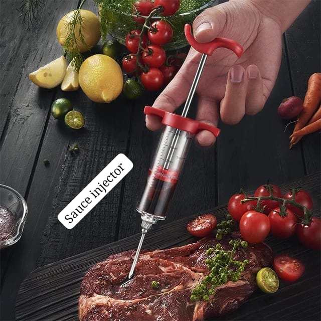 Barbecue Meat Syringe, Food Grade Stainless Steel Needle, Turkey Marinade Spice Syringe, Kitchen Sauce Marinade Syringe Accessories