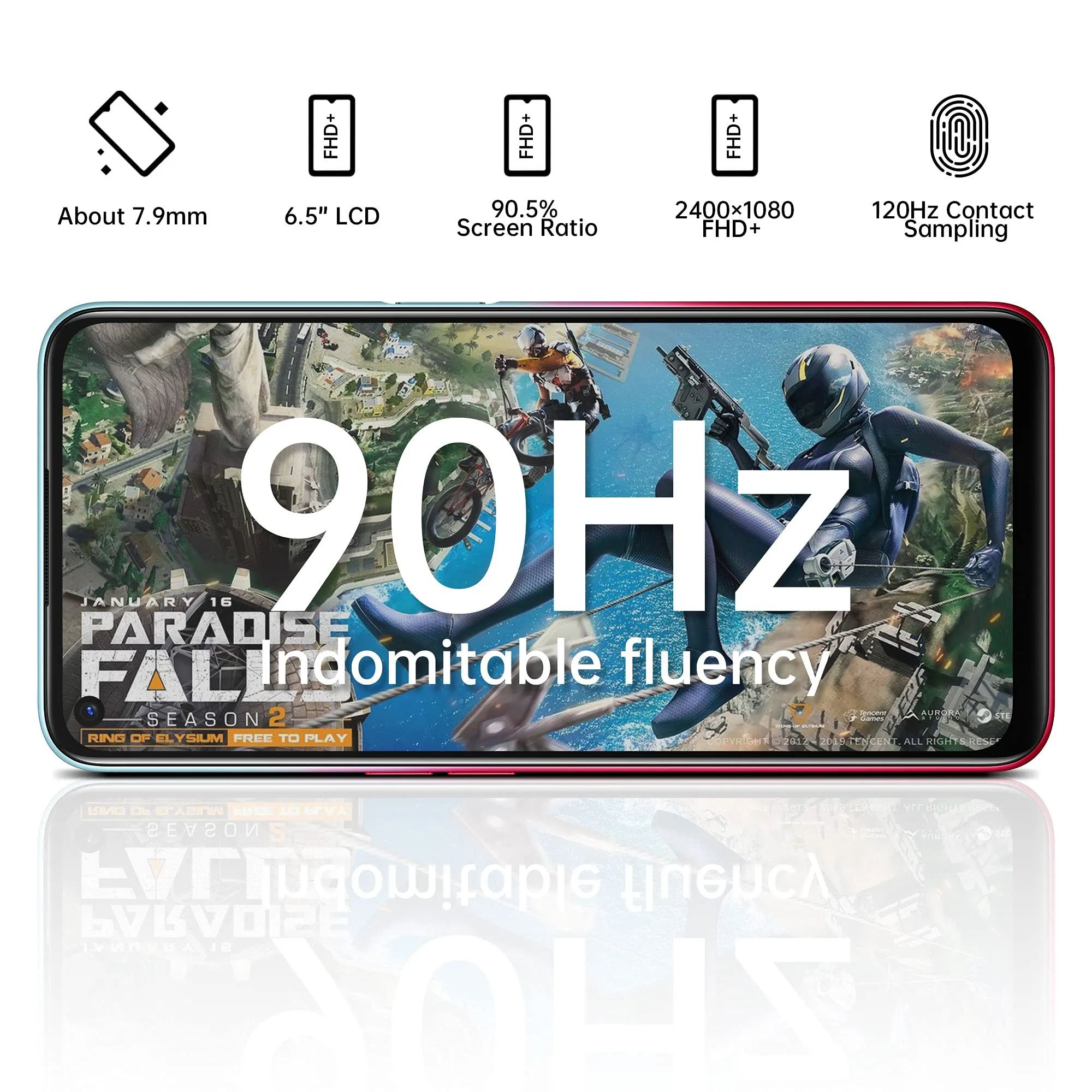 Refurbished Phones Oppo A73 5G Phones 6.5" 128GB+8GB 16.0MP 4040mAh single SIM NFC Fingerprint with Face Unlock Type-C Charge Smartphones