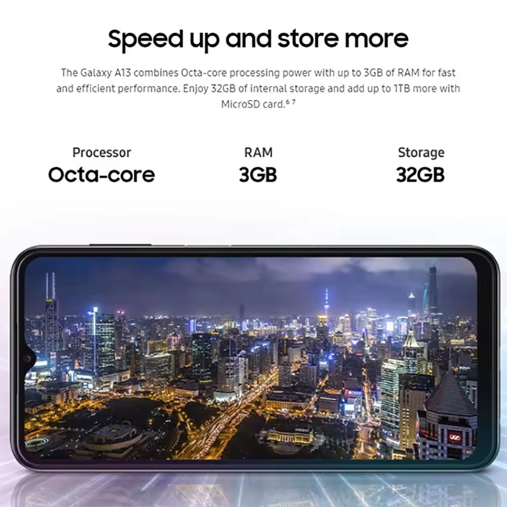 Refurbished Samsung Galaxy A13 5G Smartphones 128B+4GB 6.6-inch AMOLED display 50MP+8MP rear quad camera 5000mAh Type-C fast charging fingerprint unlocking Smartphones