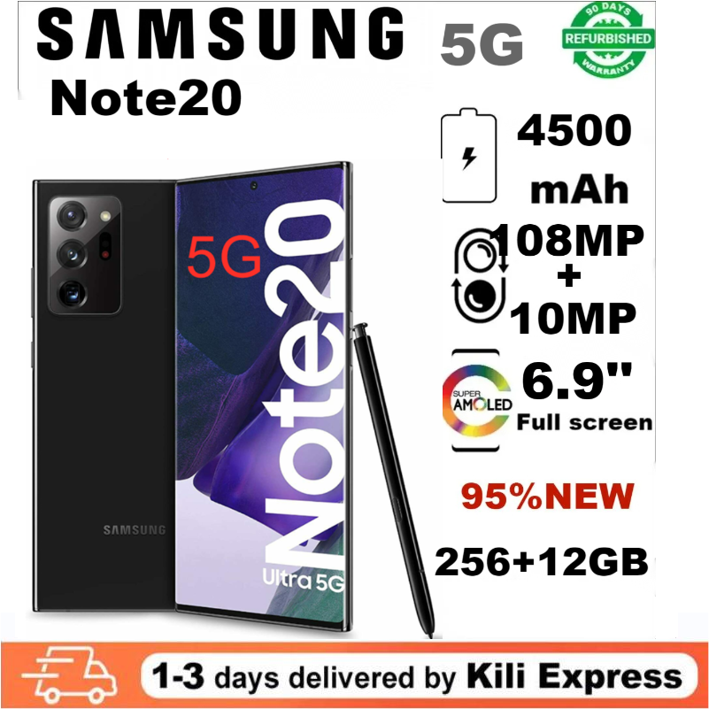 Refurbished Samsung Galaxy Note 20 5G 256G/128G+12GB 108MP + 12MP Single SIM 6.9" 2G/3G/4G/5G LTE 4500mAh Android Smartphones Waterproof Google Smart Phones