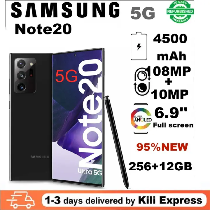 Refurbished Samsung Galaxy Note 20 5G 256G/128G+12GB 108MP + 12MP Single SIM 6.9" 2G/3G/4G/5G LTE 4500mAh Android Smartphones Waterproof Google Smart Phones