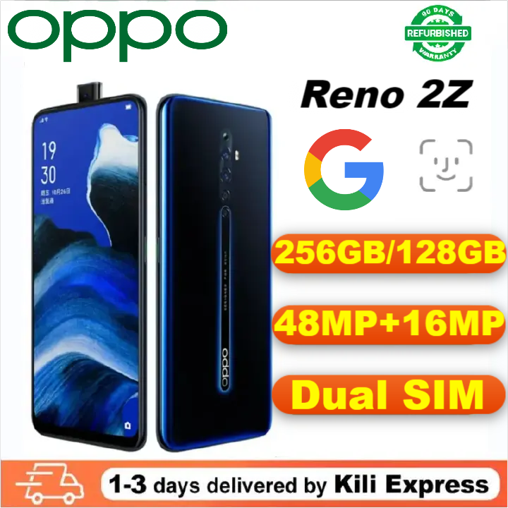 Refurbished OPPO Reno 2Z Smart Phone 256GB 128GB 6.5" without Fingerprint unlock phone Dual SIM 4G phone  Refurbished Phone SmartPhones Mobile Phones 128GB phone 4G Phone oppp phone smartphone Reno2Z