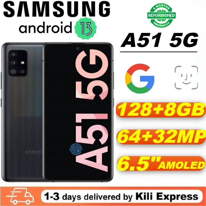 Refurbished Samsung Galaxy A51 5G 128+8GB 4500mAh 6.5" 48MP + 32MP 5G refurbished phone Android Dual SIM Smartphones Waterproof google Smart Phones