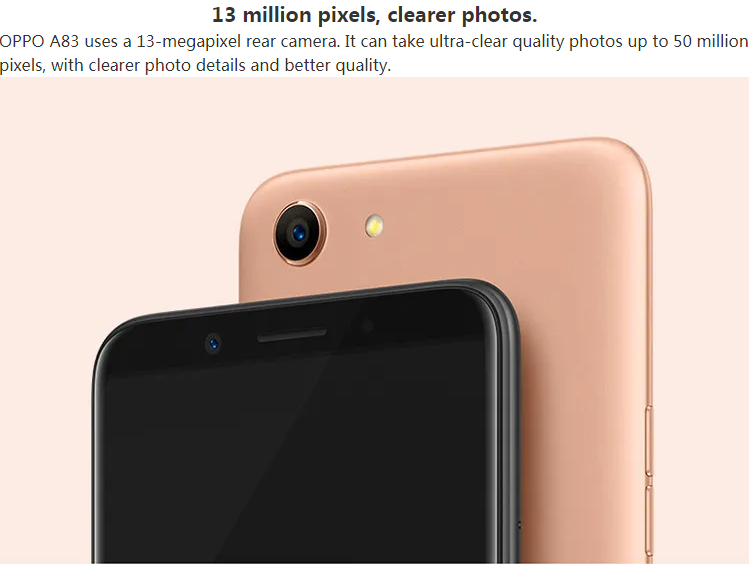 Refurbished OPPO A83 Smartphones 64GB+4GB 5.7 inches 13MP+8MP 3180mAh Dual SIM 2G/3G/4G LTE facial recognition unlocking AI smart beauty mobile phones