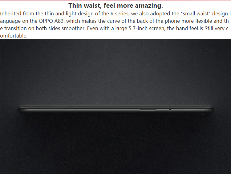 Refurbished OPPO A83 Smartphones 64GB+4GB 5.7 inches 13MP+8MP 3180mAh Dual SIM 2G/3G/4G LTE facial recognition unlocking AI smart beauty mobile phones