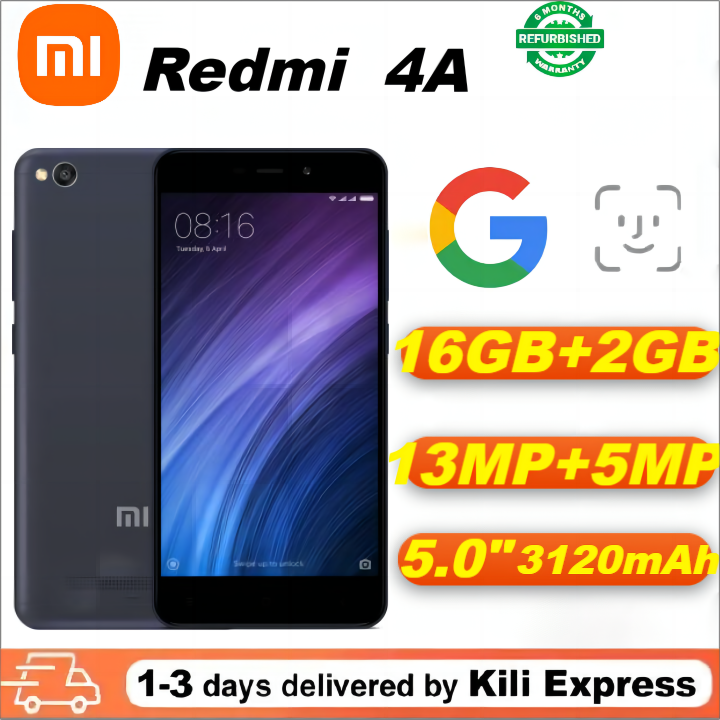 Refurbished Xiaomi Redmi 4A 5.0”16GB+2GB Phones Dual SIM Smartphones 13MP+5MP Camera 3120mAh  Mobile Phones