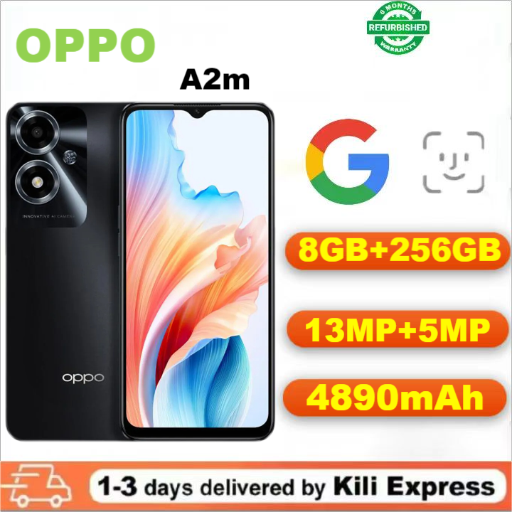 Refurbished OPPO A2m 5G Smartphones 256GB+8GB 6.56inch 90Hz LCD display 13MP+5MP camera 4890mAh battery dual card fingerprint unlock Smartphones