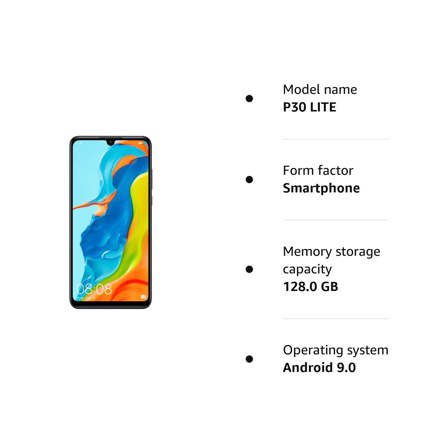 Refurbished HUAWEI P30 lite Smartphones 128GB+6GB 6.15 inch LCD display 48MP+24MP rear triple camera 3340mAh Type-C fast charging Fingerprint Unlocking Dual Card Smartphones
