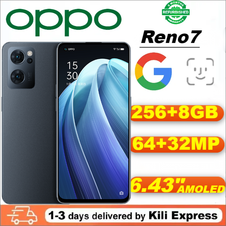 Refurbished OPPO Reno7 5G Smartphones 256GB+8GB 6.43" 64MP 4500mAh Fingerprint unlock phone Dual SIM 5G phone Refurbished Phone SmartPhones Mobile Phones 256GB phone oppo phone Reno 7 smartphone