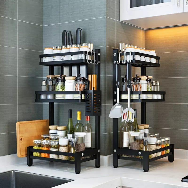 CLEARANCE OFFER 3 Layers Full Set Spice Storage Rack Kitchen Organizer