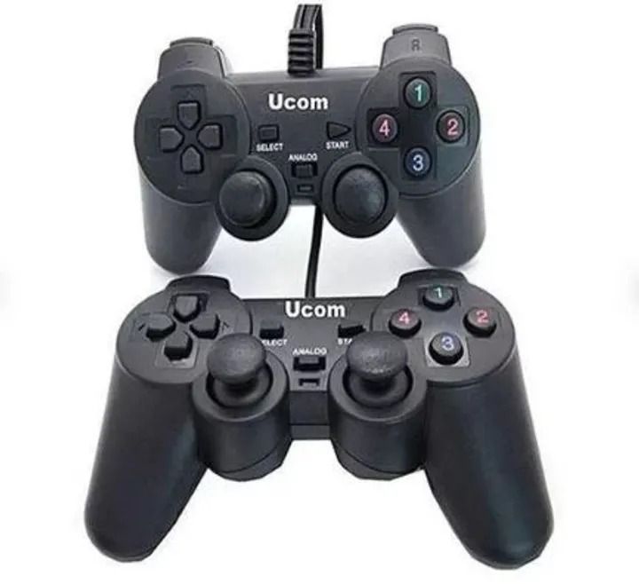 2 Gamepads Twin Ucom USB Wired PC Gamepad Game Controller Dual Shock Game Pad Joypad Control Laptop PC Computer Gaming Play black FIFA Gamer