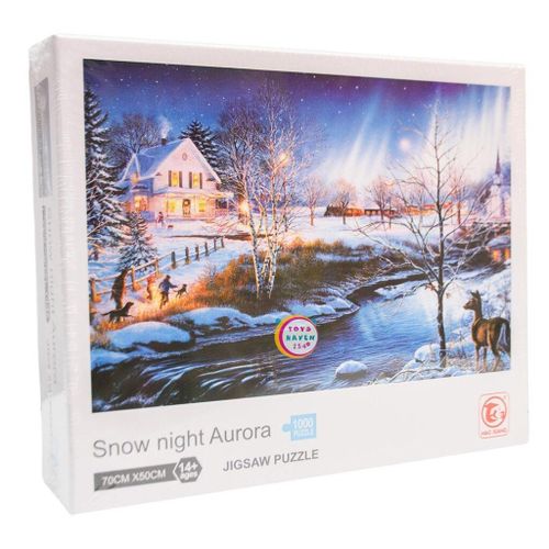 1000pc Jigsaw puzzle-Snow night Aurora