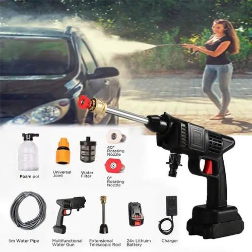 High pressure car washing machine with 2 rechargeable batteries