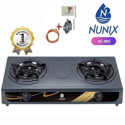 Nunix Table Top Double Burner Gas Stove Cooker + Pipe & Regulator