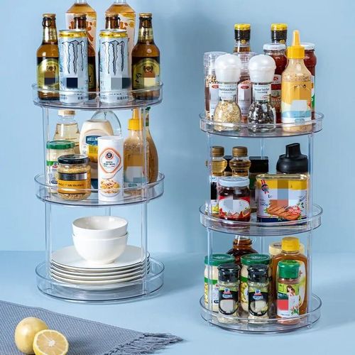 Three layer 360 Rotation Cabinet Turntable Organizer -can also be used as two or one layer Antiskid base Spice Rack Cosmetic Storage