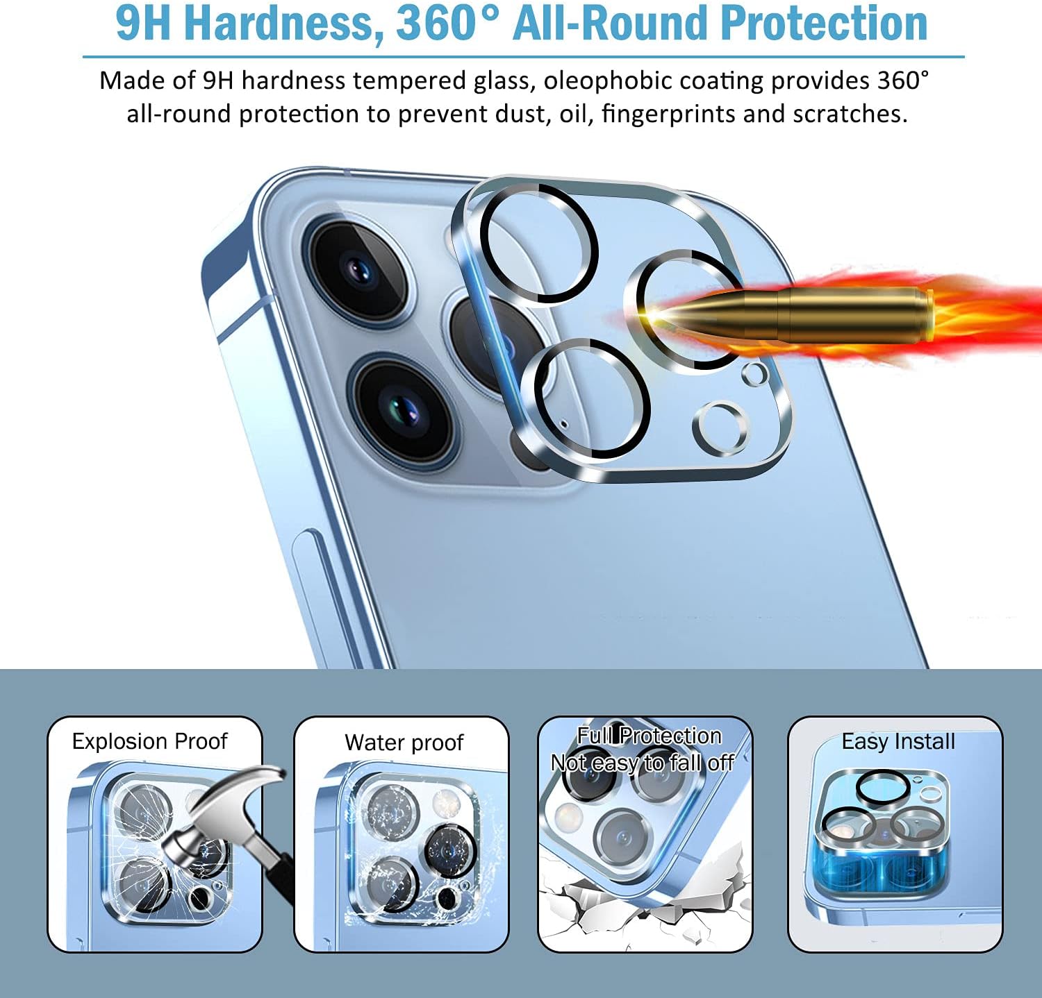 9H Tempered Anti-glare Glass Camera Lens Protector for Apple iPhone 15 Pro Max