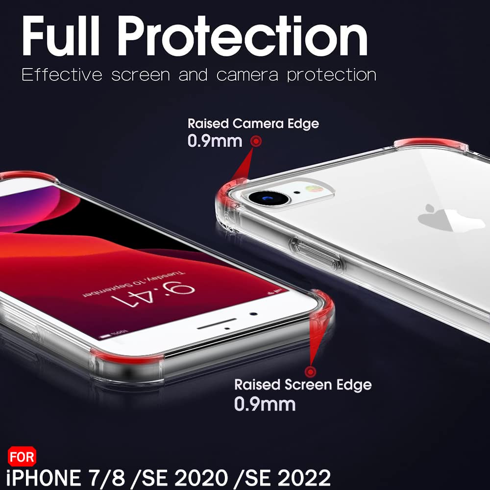 Hybrid Hard-Back Soft-Sides Shockproof Non-yellowing Crystal Clear Bumper Back Case Cover for Apple iPhone 7