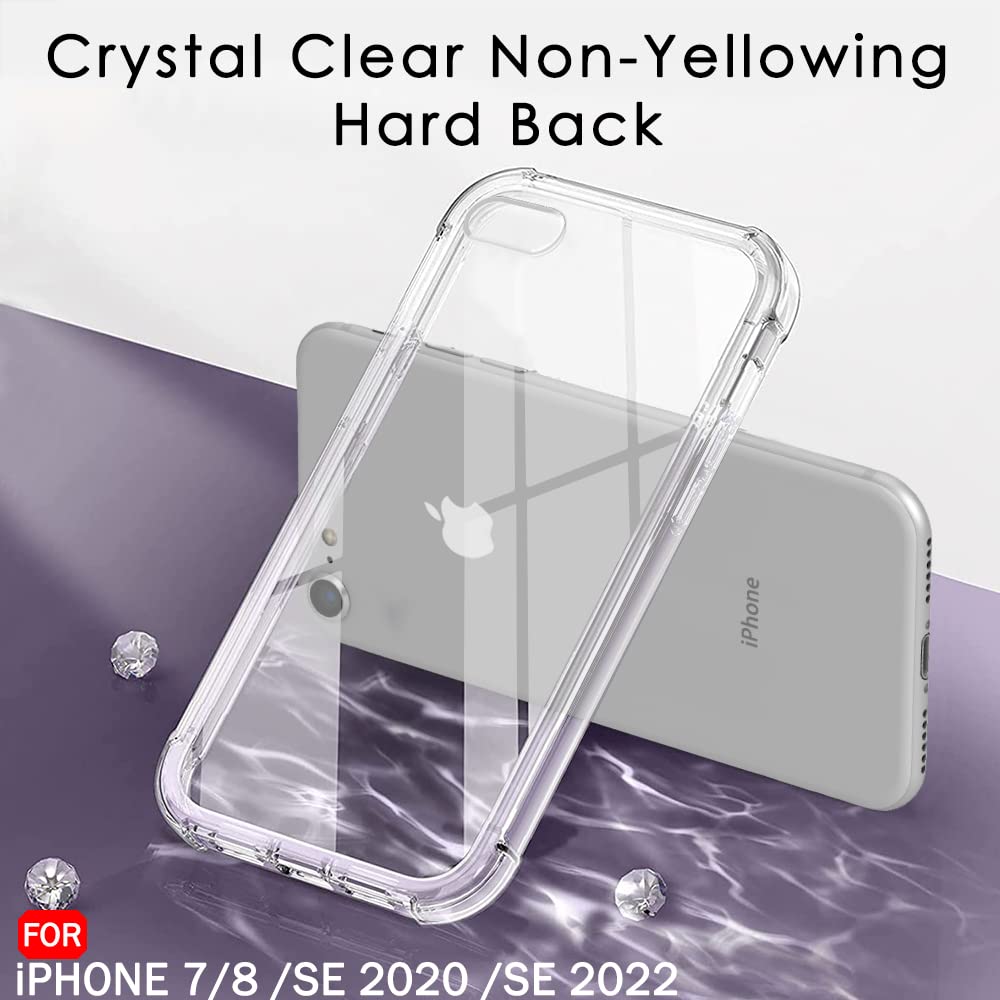 Hybrid Hard-Back Soft-Sides Shockproof Non-yellowing Crystal Clear Bumper Back Case Cover for Apple iPhone SE 2020