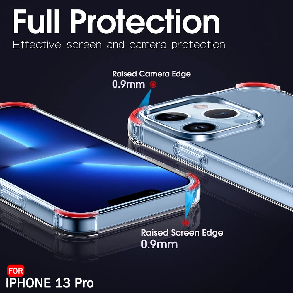 Hybrid Hard-Back Soft-Sides Shockproof Non-yellowing Crystal Clear Bumper Back Case Cover for Apple iPhone 13 Pro Max