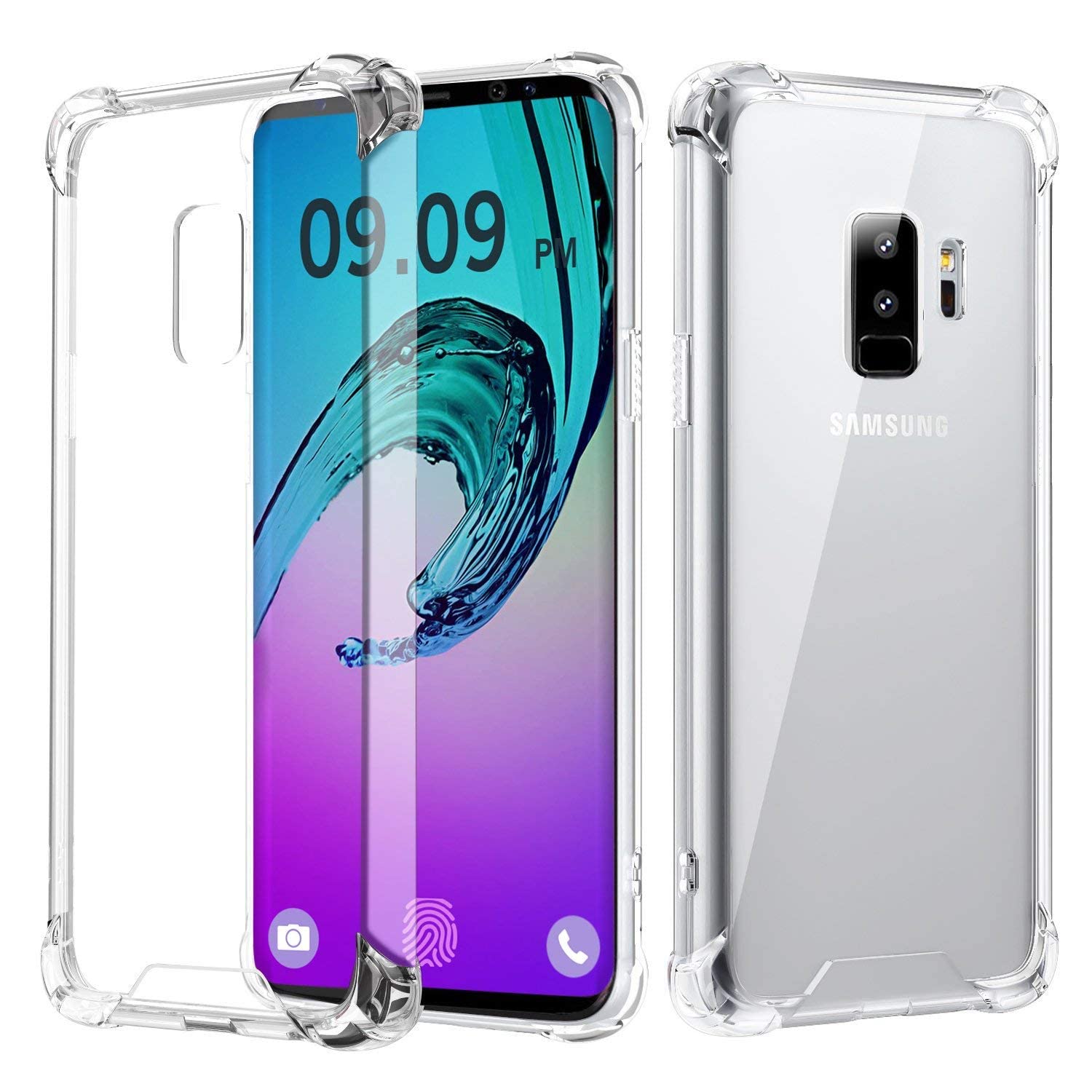 Hybrid Hard-Back Soft-Sides Shockproof Non-yellowing Crystal Clear Bumper Back Case Cover for Samsung Galaxy S9 Plus