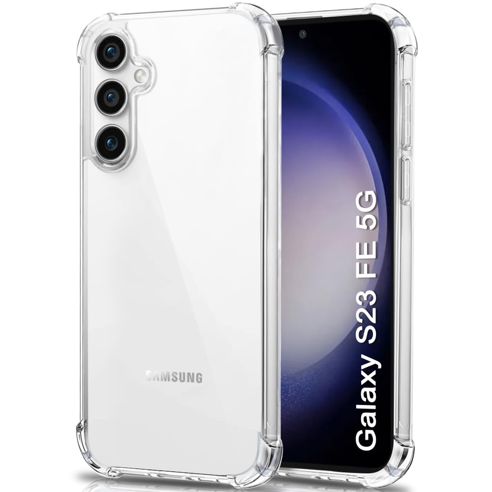 Hybrid Hard-Back Soft-Sides Shockproof Non-yellowing Crystal Clear Bumper Back Case Cover for Samsung Galaxy S23 Fe