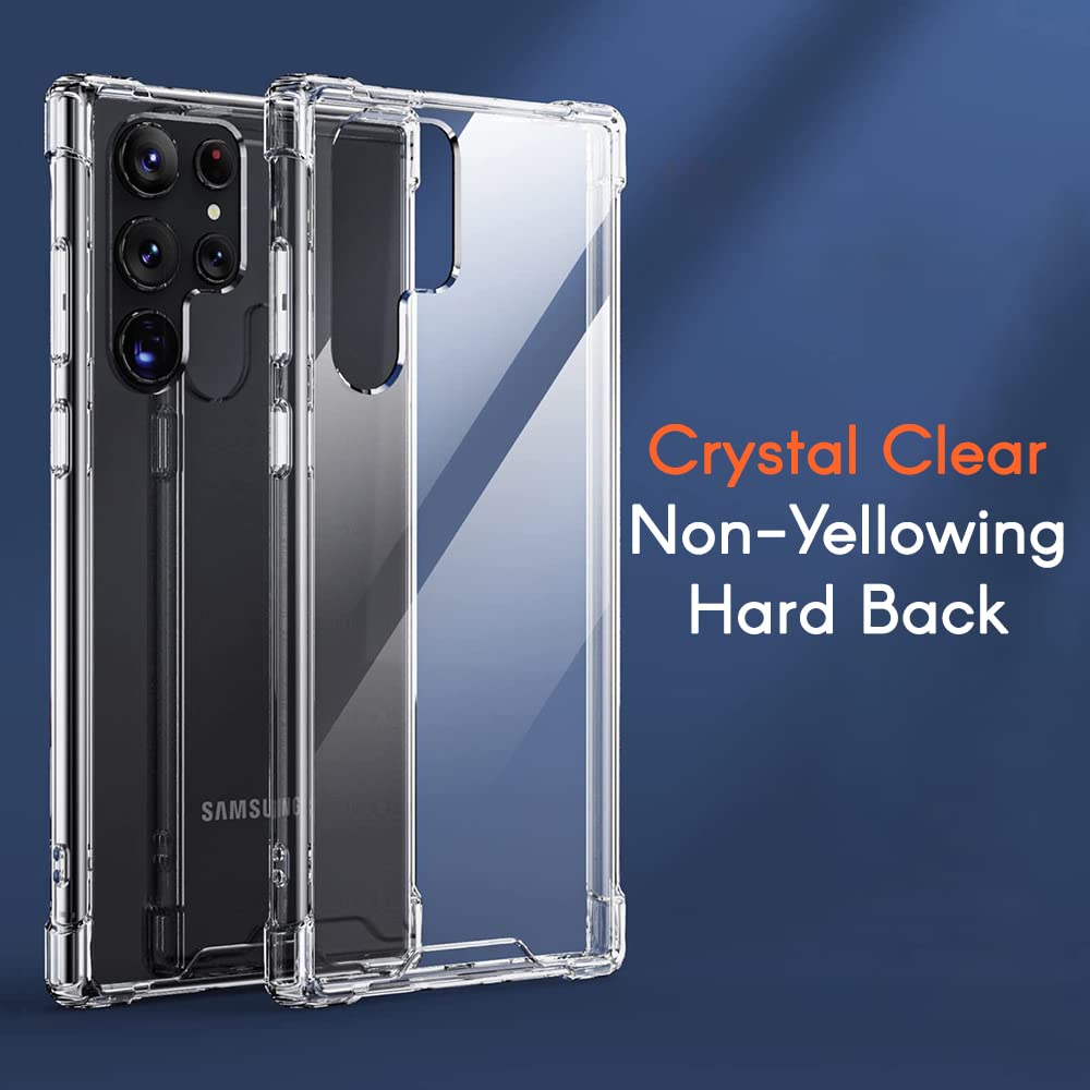 Hybrid Hard-Back Soft-Sides Shockproof Non-yellowing Crystal Clear Bumper Back Case Cover for Samsung Galaxy S22 Ultra