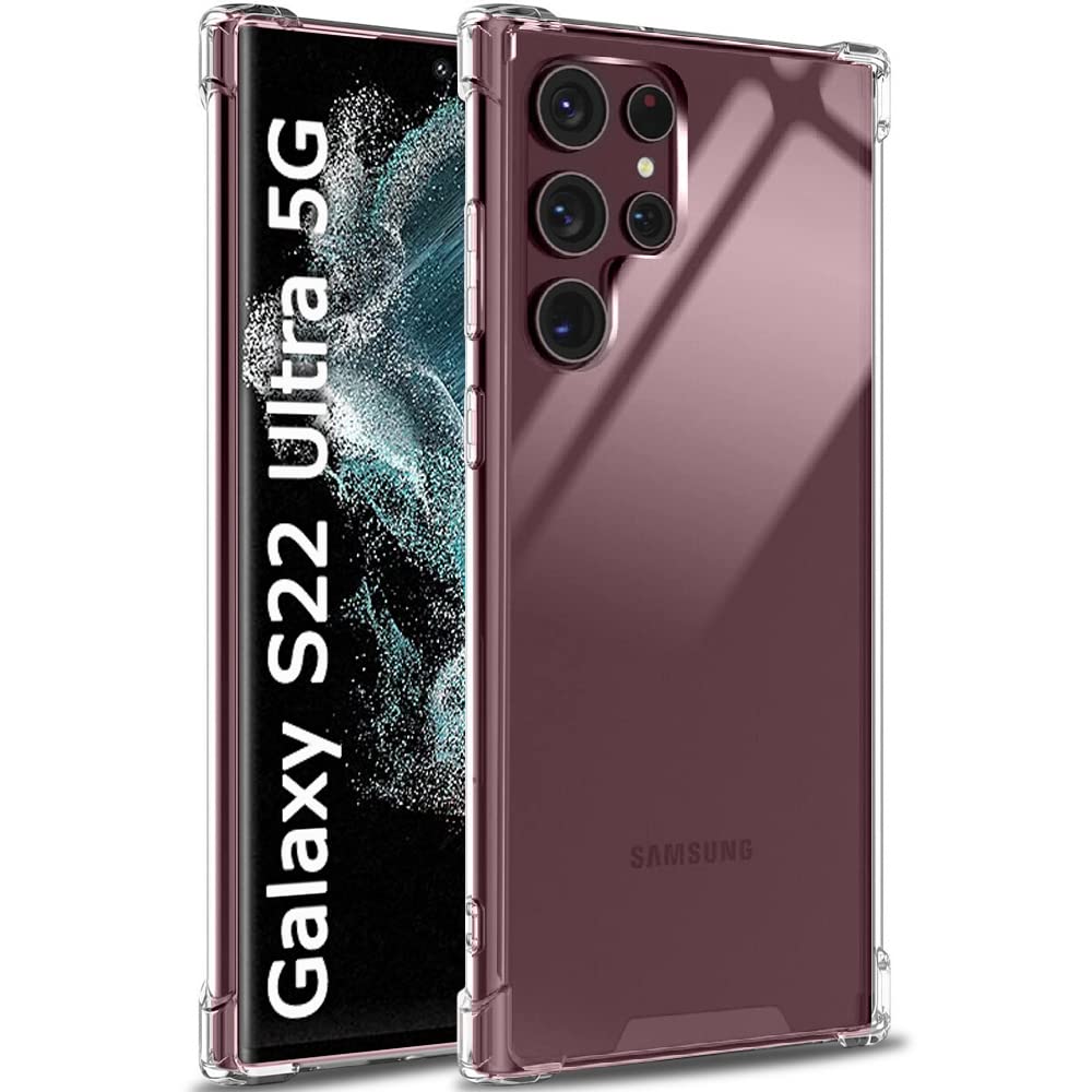 Hybrid Hard-Back Soft-Sides Shockproof Non-yellowing Crystal Clear Bumper Back Case Cover for Samsung Galaxy S22 Ultra