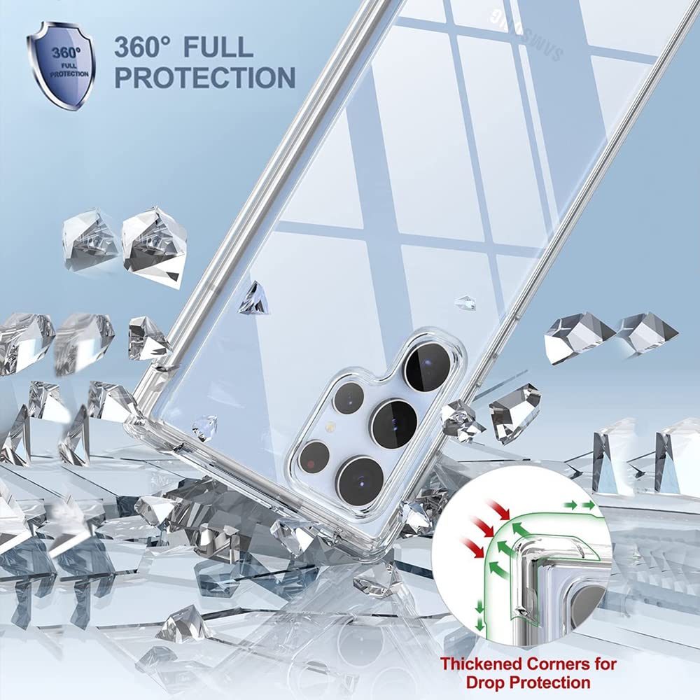 Hybrid Hard-Back Soft-Sides Shockproof Non-yellowing Crystal Clear Bumper Back Case Cover for Samsung Galaxy S22 Ultra