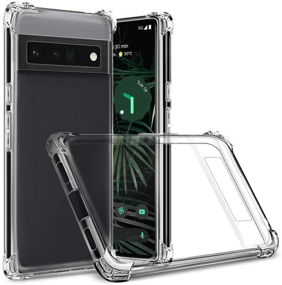 Hybrid Hard-Back Soft-Sides Shockproof Non-yellowing Crystal Clear Bumper Back Case Cover for Google Pixel 6