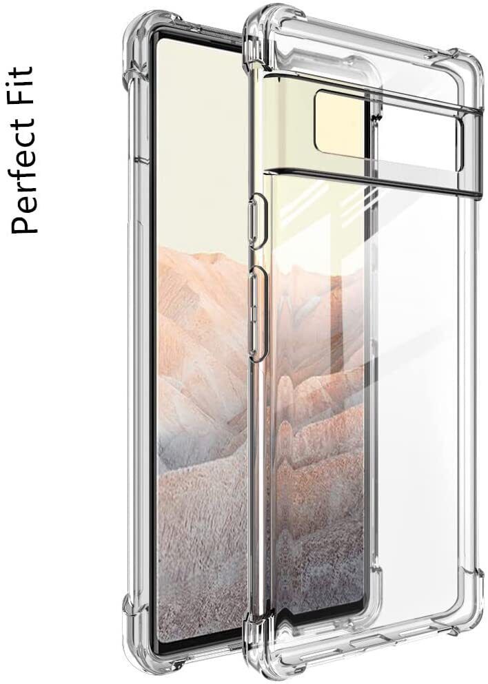 Hybrid Hard-Back Soft-Sides Shockproof Non-yellowing Crystal Clear Bumper Back Case Cover for Google Pixel 6