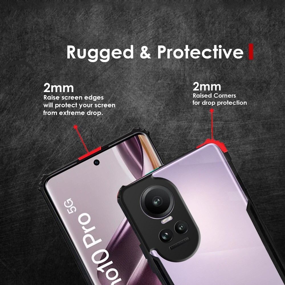 Xundd Airbag Shockproof Bumper Shell Back Transparent Acrylic + TPU Buffer Case Cover for Oppo Reno 10