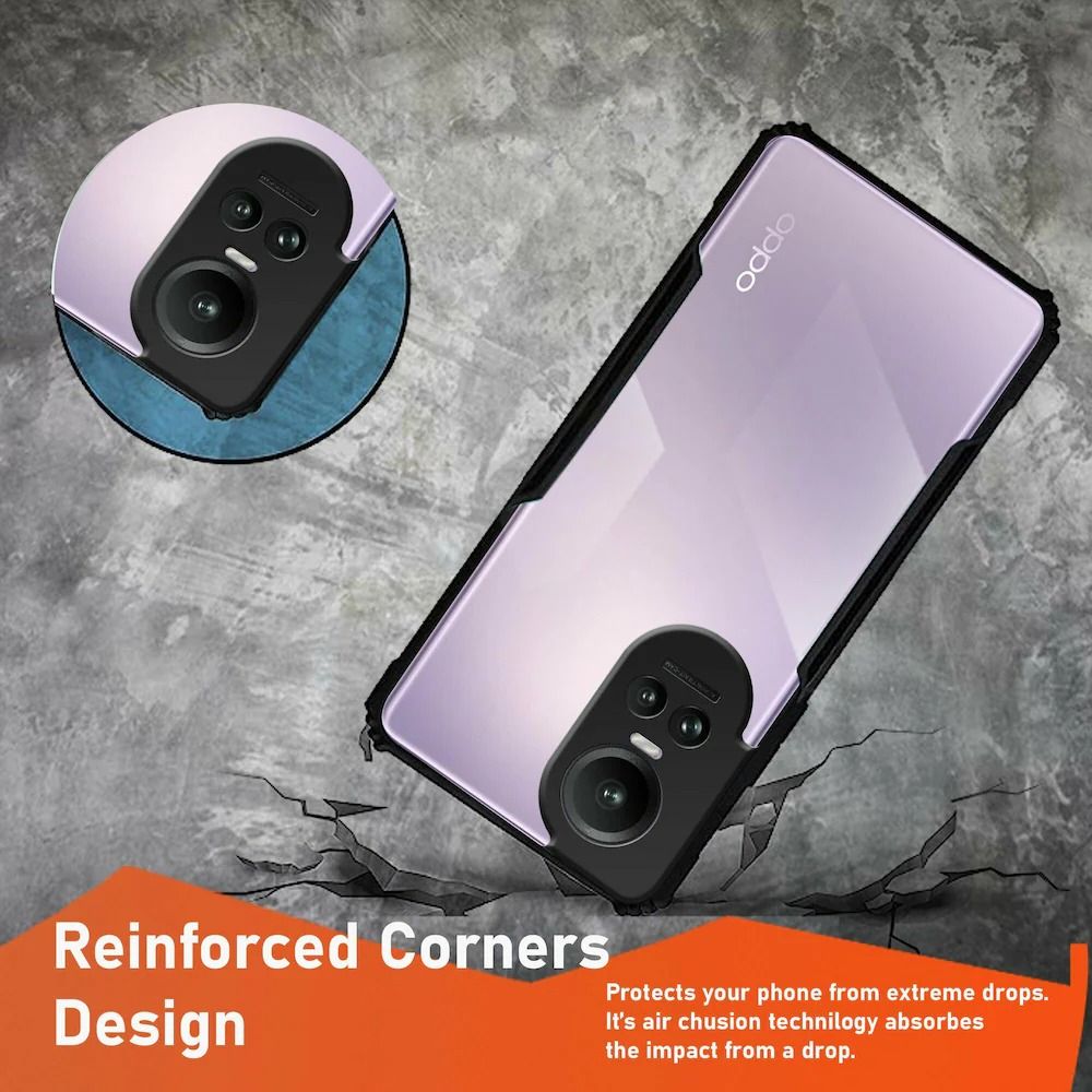 Xundd Airbag Shockproof Bumper Shell Back Transparent Acrylic + TPU Buffer Case Cover for Oppo Reno 10