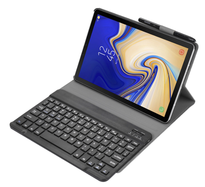 Slim Folio Smart Keyboard Case Cover with Detachable Wireless Bluetooth Keyboard for Samsung Galaxy S9+ Plus– Black