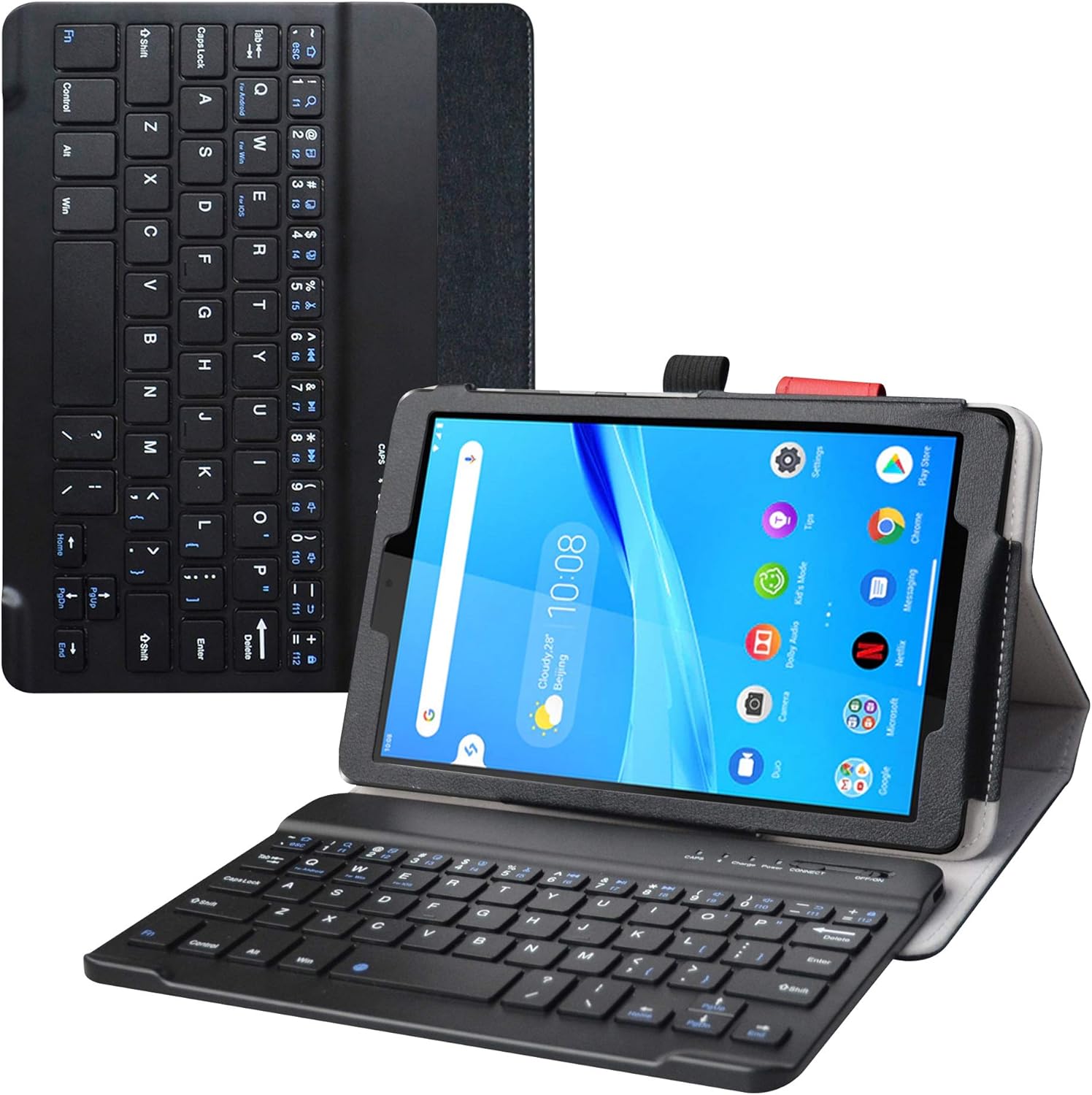 Slim Folio Smart Keyboard Case Cover with Detachable Wireless Bluetooth Keyboard for Lenovo Tab M8 – Black