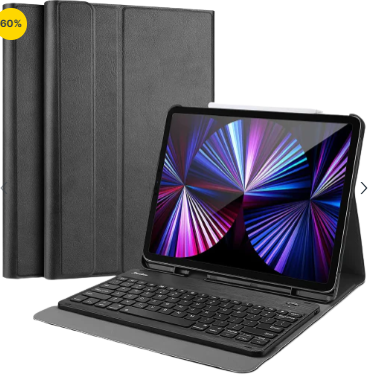 Slim Folio Smart Keyboard Case Cover with Detachable Wireless Bluetooth Keyboard for Apple iPad Pro 11 – Black