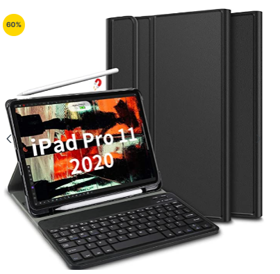 Slim Folio Smart Keyboard Case Cover with Detachable Wireless Bluetooth Keyboard for Apple iPad Pro 11 – Black